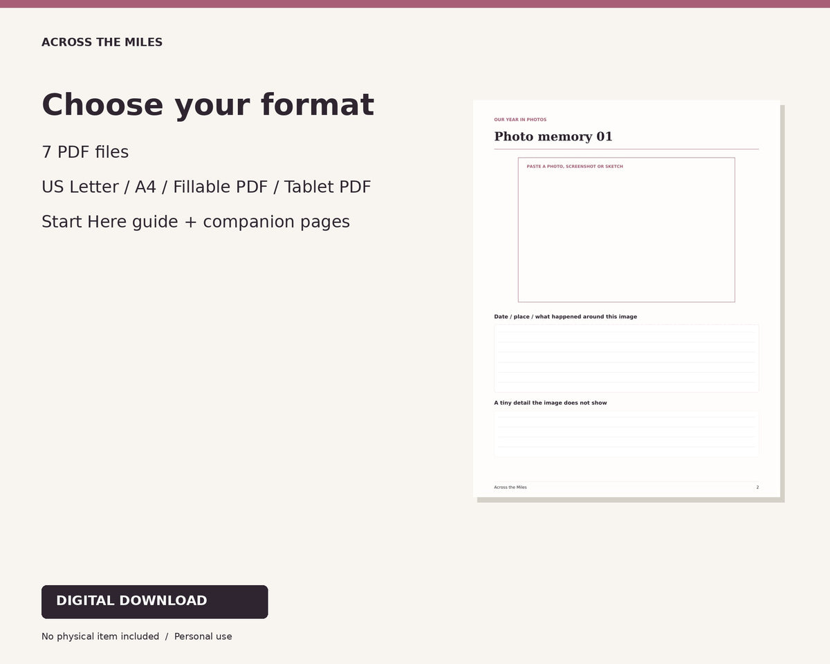 Formats and files included in Our First Year Together